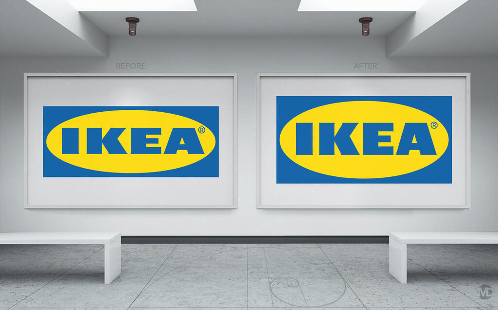 Ikeas nya logotype och MonsterDesigns förslag.