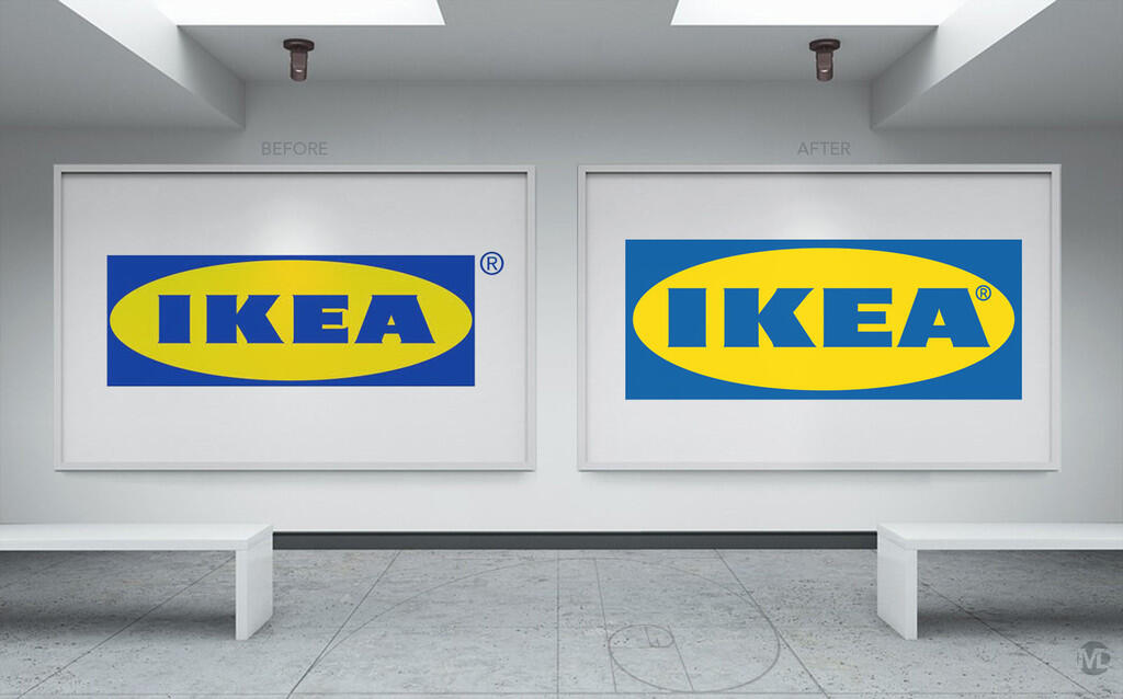 Ikeas gamla och nya logotype.